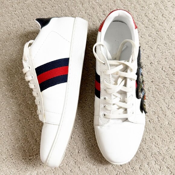 Gucci Ace Sneaker Snake Embroidered Authentic Size 8 - Picture 1 of 9